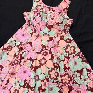 Eva RoseFloral Midi Dress in Pink and Brown